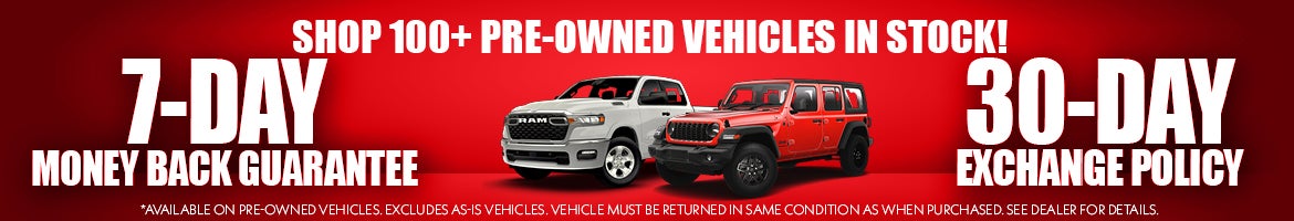 SHOP 100+ PRE-OWNED VEHICLES IN STOCK!